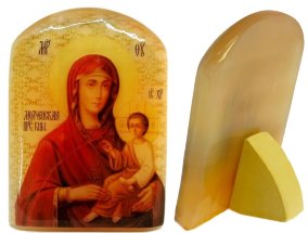 Икона из селенита "Пресвятой Богородицы Молченская" 