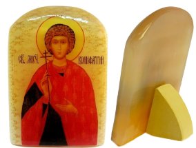 Именная икона из селенита "Икона св. мч. Вонифатий" 