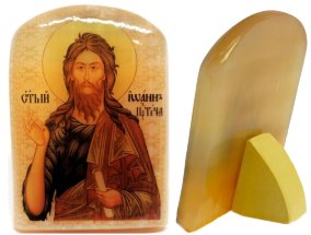 Икона из селенита с подставкой "Иоанн Пророк Предтеча" 