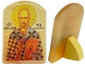 Именная икона из селенита "Николай Мирликийский" 