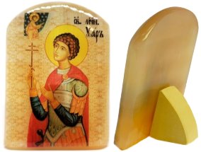 Икона из селенита с подставкой "Святой Уар" 