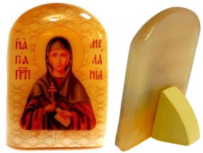 Именная икона из селенита "Святая Мелания" 