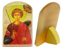 Именная икона из селенита "Георгий Победоносец"