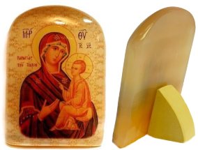 Икона из селенита "Б. М. Тихвинская" 
