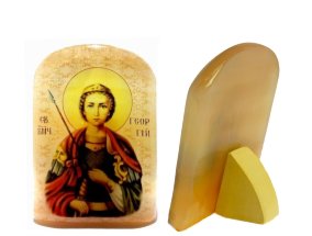  Малая икона из селенита 50*35 "Георгий Победоносец"(Юрий) 
