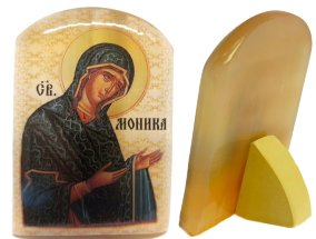  Именная икона из селенита "Святая Моника" 