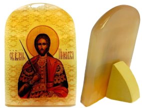 Именная икона из селенита "Святой Великомученик Никита" 