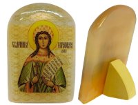 Именная икона из селенита "Святая Серафима"