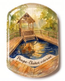 Магнит из камня селенит " Раифа — святой источник " 3 