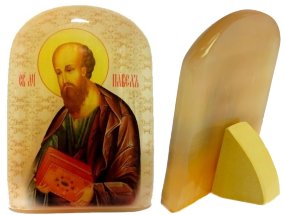 Именная икона из селенита "Апостол Павел" 