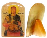 Именная икона из селенита "Святой Нестор Солунский"