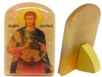 Именная икона из селенита "Святой Нестор Солунский"