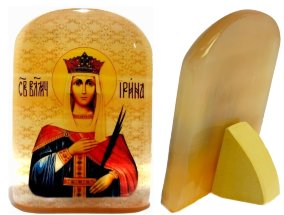 Именная икона из селенита "Святая Великомученица Ирина" 
