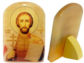 Именная икона из селенита "Александр Невский" 