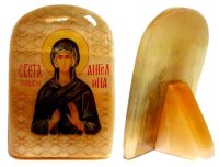 Именная икона из селенита "Святая Ангелина"