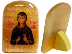 Именная икона из селенита "Святая Ангелина" 