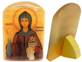 Именная икона из селенита "Преподобная София Суздальская" 