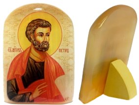 Именная икона из селенита "Апостол Пётр" 