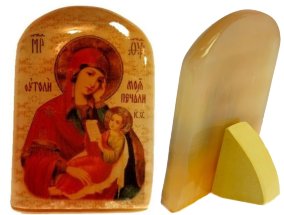 Икона из селенита "Б. М. Утоли мои печали" 