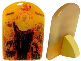 Икона из селенита "Божией Матери Всех скорбящих Радость" 