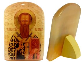 Именная икона из селенита "Василий Великий" 