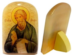 Именная икона из селенита "Андрей Первозванный" 