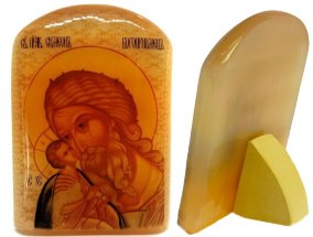 Именная икона из селенита "Св. Симеон Богоприимец (Семён)" 