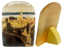 Икона из селенита с подставкой "Нило-Столобенский Монастырь"