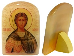 Именная икона из селенита "Дмитрий Солунский" 