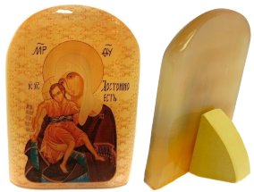 Икона из селенита "Божией Матери Достойно есть" 