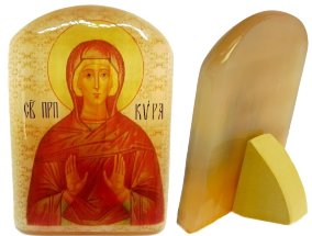 Именная икона из селенита "Святая Кира Берийская" 
