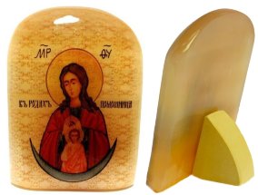 Икона из селенита "Божией Матери В Родах Помощница" 