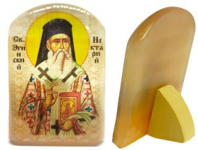 Именная икона из селенита "Святитель Нектарий Эгинский" 
