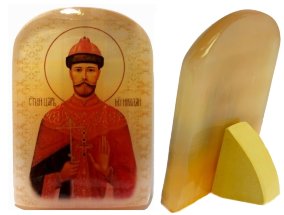 Именная икона из селенита "Святой Царь Николай" 