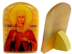 Именная икона из селенита "Святая Эмилия Каппадокийская" 