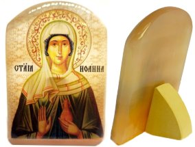 Именная икона из селенита "Святая Иоанна (Жанна, Яна) Мироносица" 