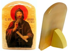 Именная икона из селенита "Святой Варлаам Хутынский" 