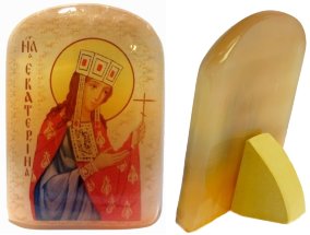 Именная икона из селенита "Екатерина Великомученица" 