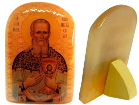 Именная икона из селенита "Св. Иоанн Кронштадтский" 