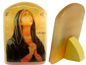 Икона из селенита "Скорбящая икона Божией матери" 