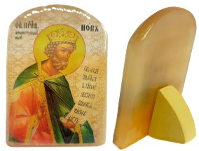 Именная икона из селенита "Святой Иов Многострадальный" 