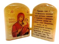 Икона из селенита с молитвой "Б. М. Смоленская"