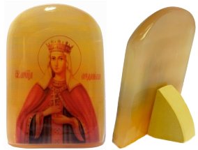 Именная икона из селенита "Святая Мученица Людмила" 