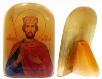 Именная икона из селенита "Святой Равноапостольный Царь Константин"