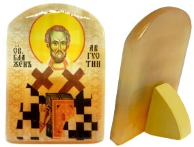 Именная икона из селенита "Святой Блаженный Августин" 
