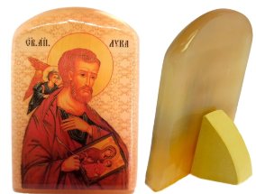 Именная икона из селенита "Святой апостол и евангелист Лука" 
