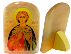 Именная икона из селенита "Святой Анатолий, Мученик" 