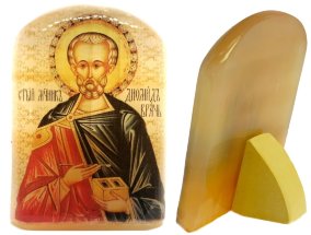 Именная икона из селенита "Св. Диомид Никейский" 