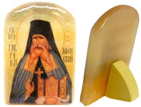 Икона из селенита с подставкой "Гавриил Афонский" 