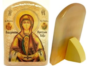 Икона из селенита "Божьей Матери Албазинская" 